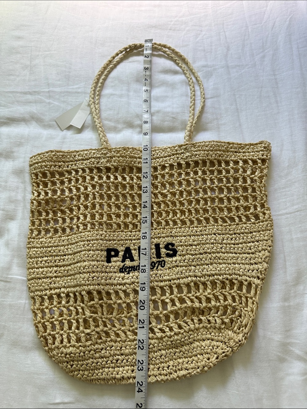H&M Beige Crochet 'PARIS' Logo Tote Bag - Picture 3 of 11